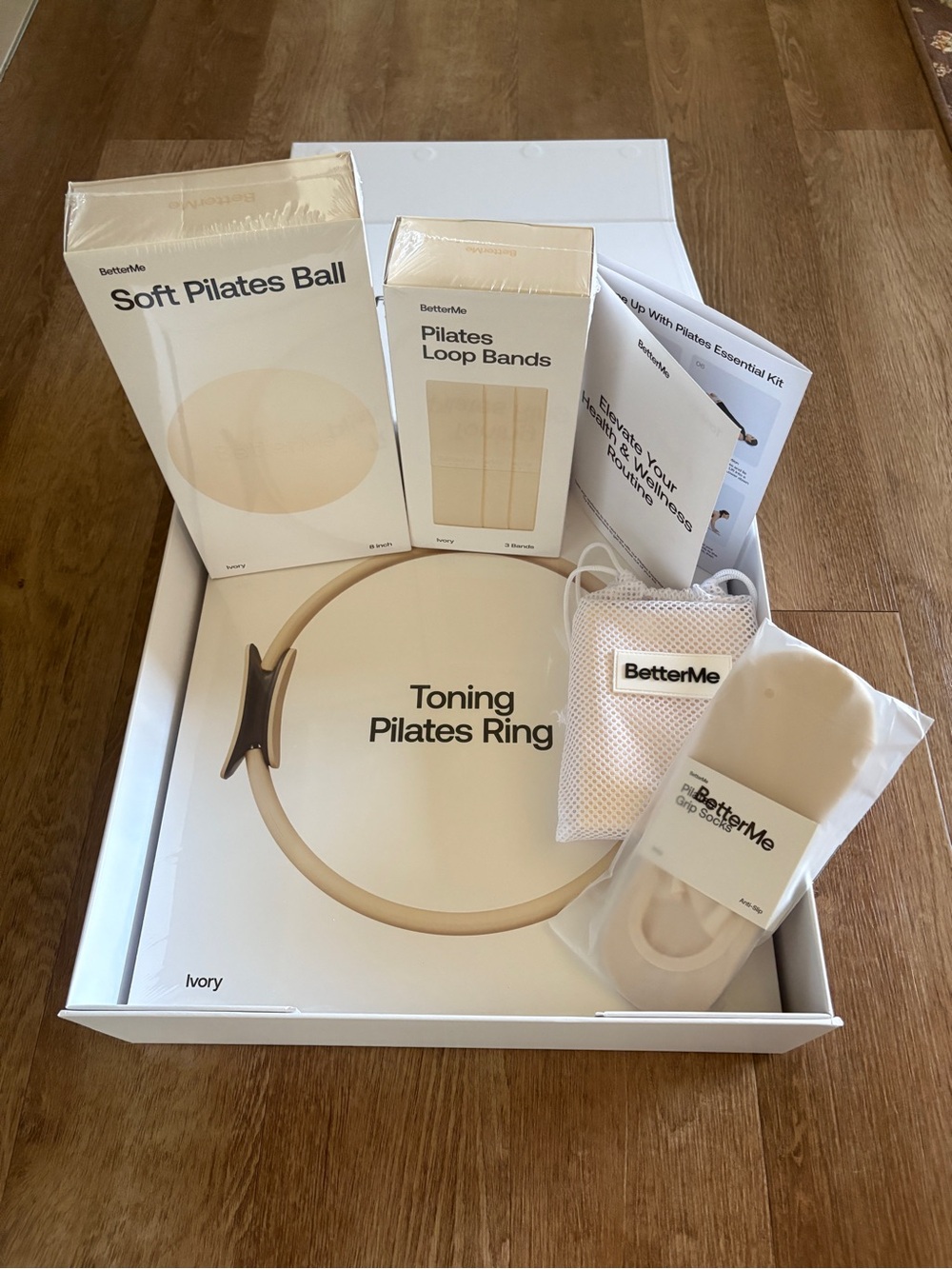 BetterMe Ivory Pilates Set — Toning Ring, Soft Ball & Loop Bands